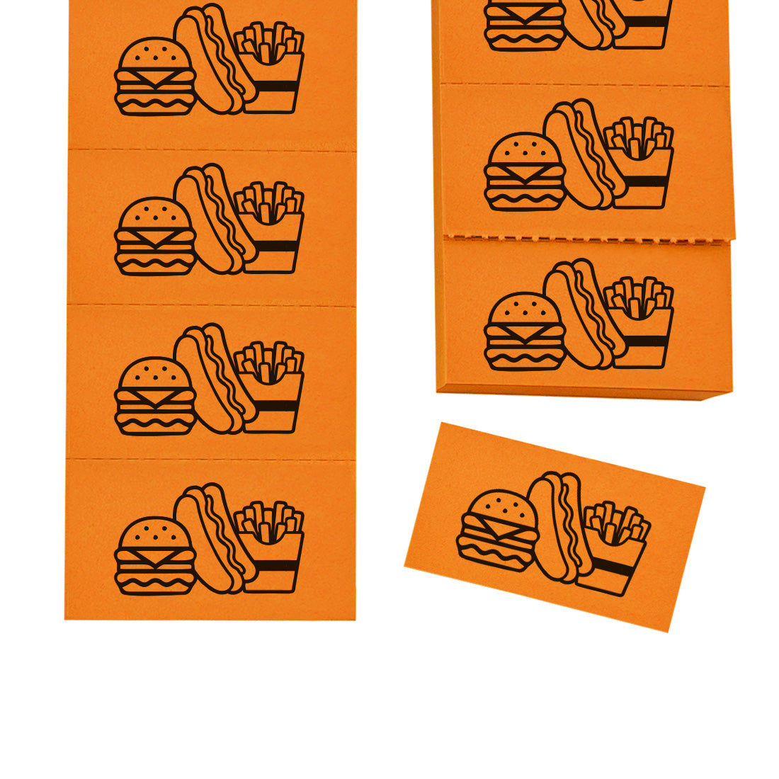 Paper Event & Festival Food Redemption Tickets Perforated Strips Orange