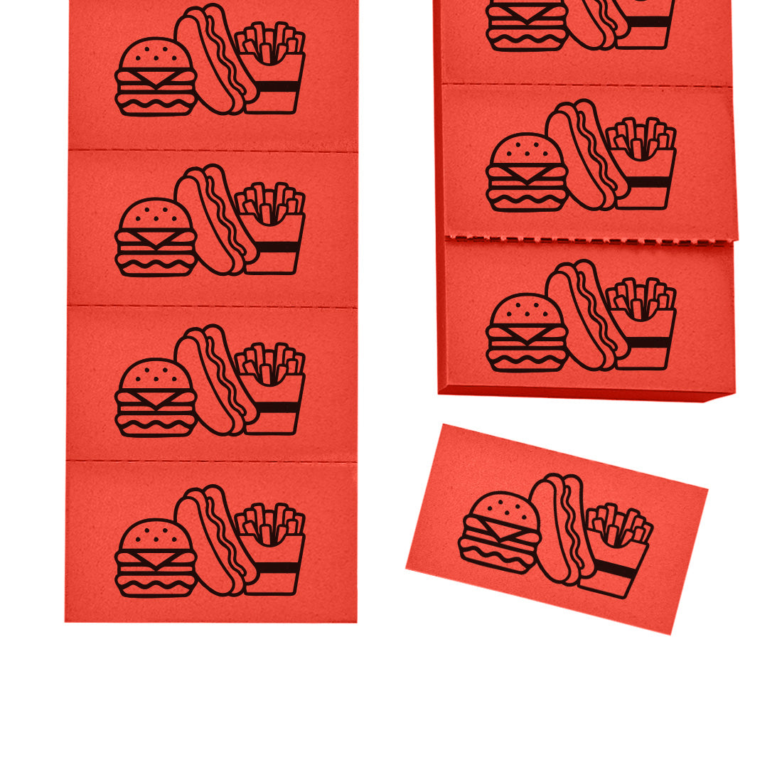Paper Event & Festival Food Redemption Tickets Perforated Strips Red