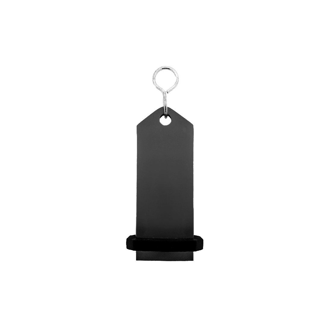 Medium Black Aluminium Key Tag Rectangle 75x30mm With A silver S-hook Fastener and Black Rubber Ring