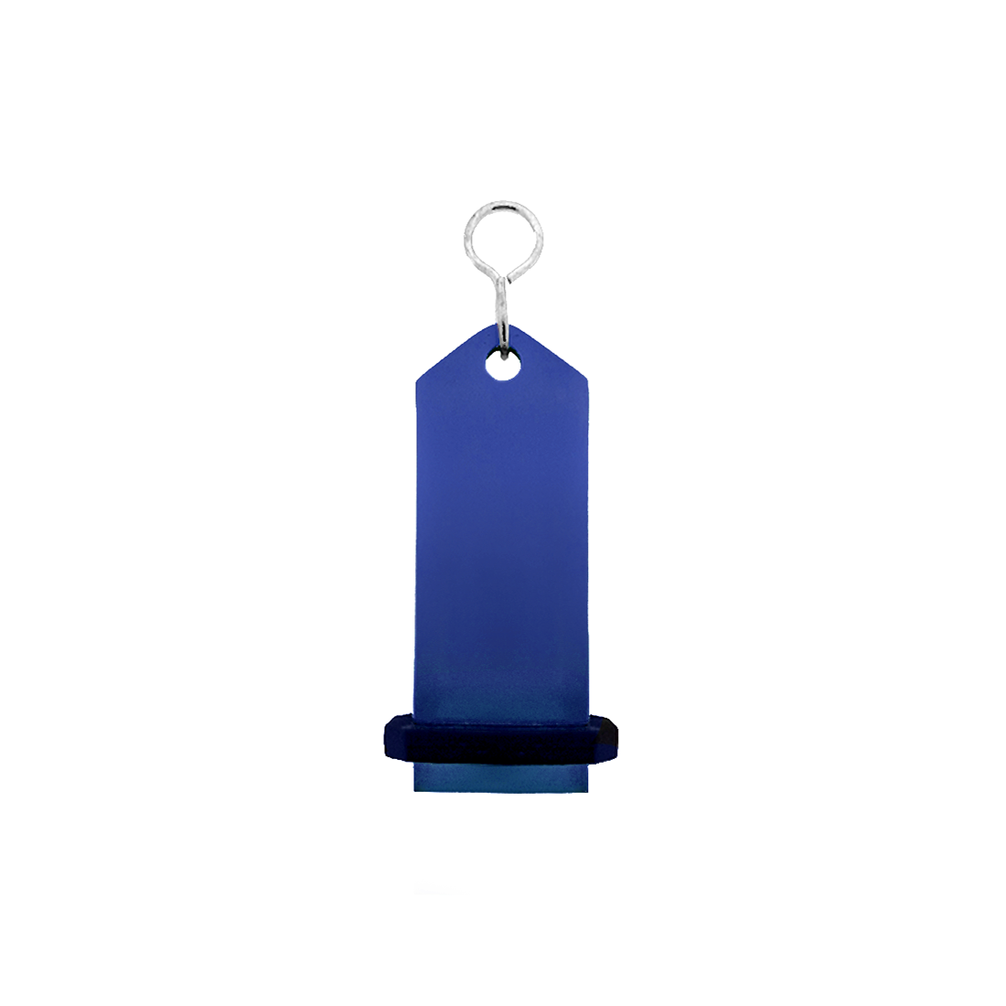 Medium Blue Aluminium Key Tag Rectangle 75x30mm With A silver S-hook Fastener and Black Rubber Ring