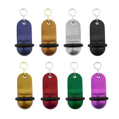 Collection Image Of All Available Colour of Mini Classic Aluminium Hotel Key Tags With S-hook Fastener and Black Rubber Ring