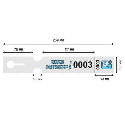 Custom Printed Numbered Self-Locking Labels With Tear-Off Stud - 250x38mm 200 Pack