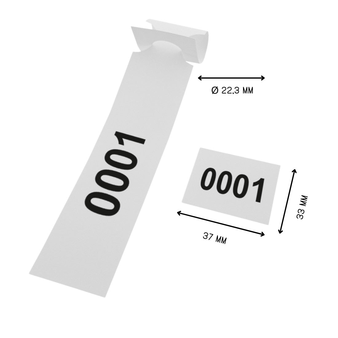 Pull And Lock Label with numbering and tear of stud 22.3mm loop size