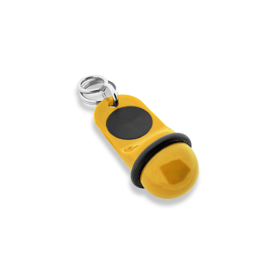 Small Classic Hotel Key Tags Yellow Plastic Flat Lay View