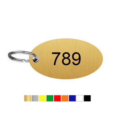 Oval Acrylic Key Tags with Number Engraving Horizontal