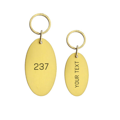 Oval Gold Aluminium Key Tags Victor Two Sizes With Custom Laser
