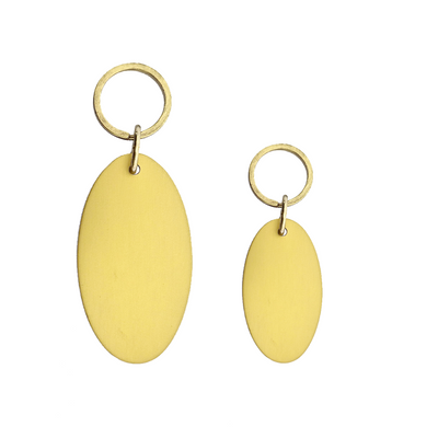 Oval Gold Aluminium Key Tags With Matching Gold Key Ring In Two Sizes Model Victor