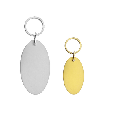 Oval Gold and Silver Aluminium Key Tags With Matching Key Ring Model Victor