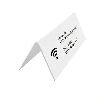 Plastic WiFi Login Tent Sign Side View