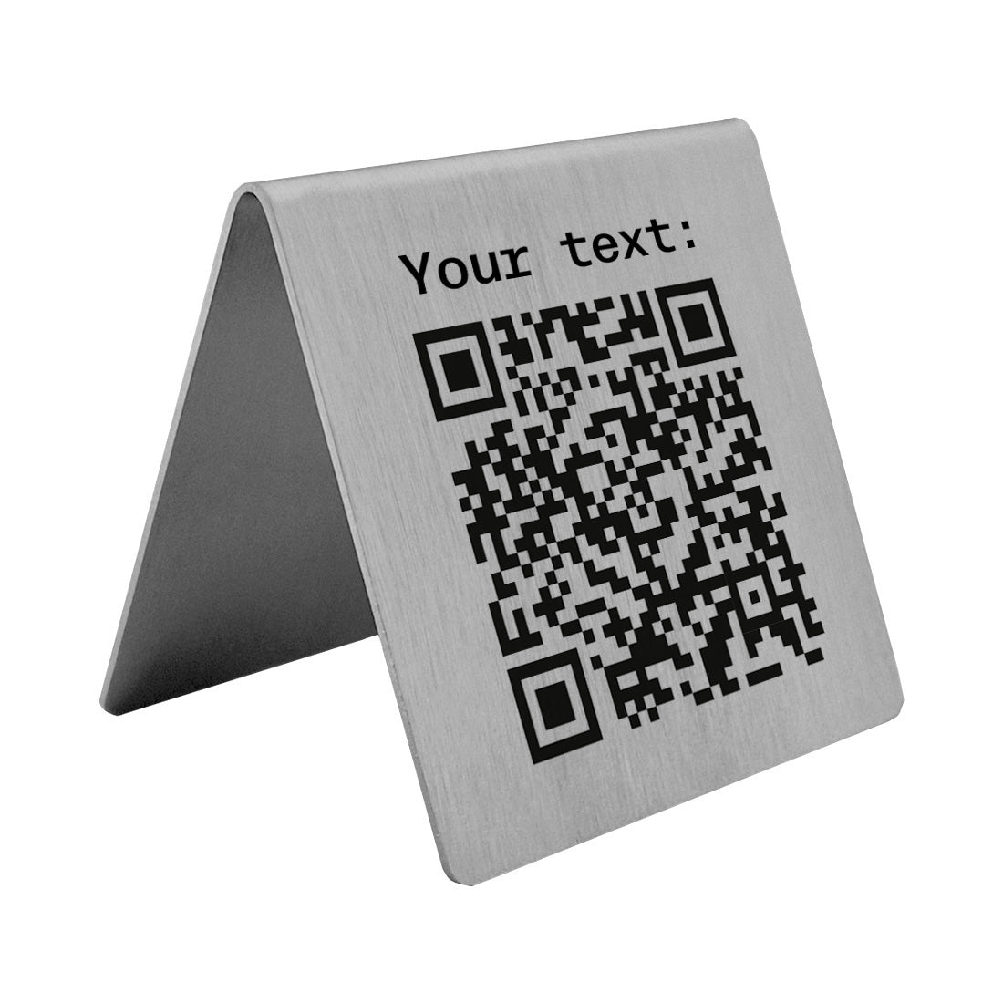 QR Table Sign Or Order Here QR Sign Stainless Steel With Black Text and QR-code Engraving