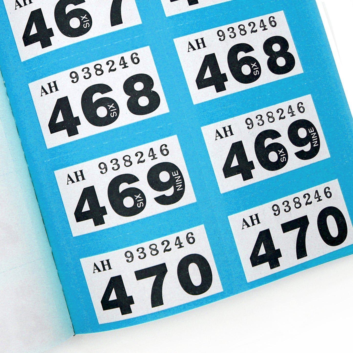 Raffle Ticket Book With Double Numbers Open Blue Tickets Close Up
