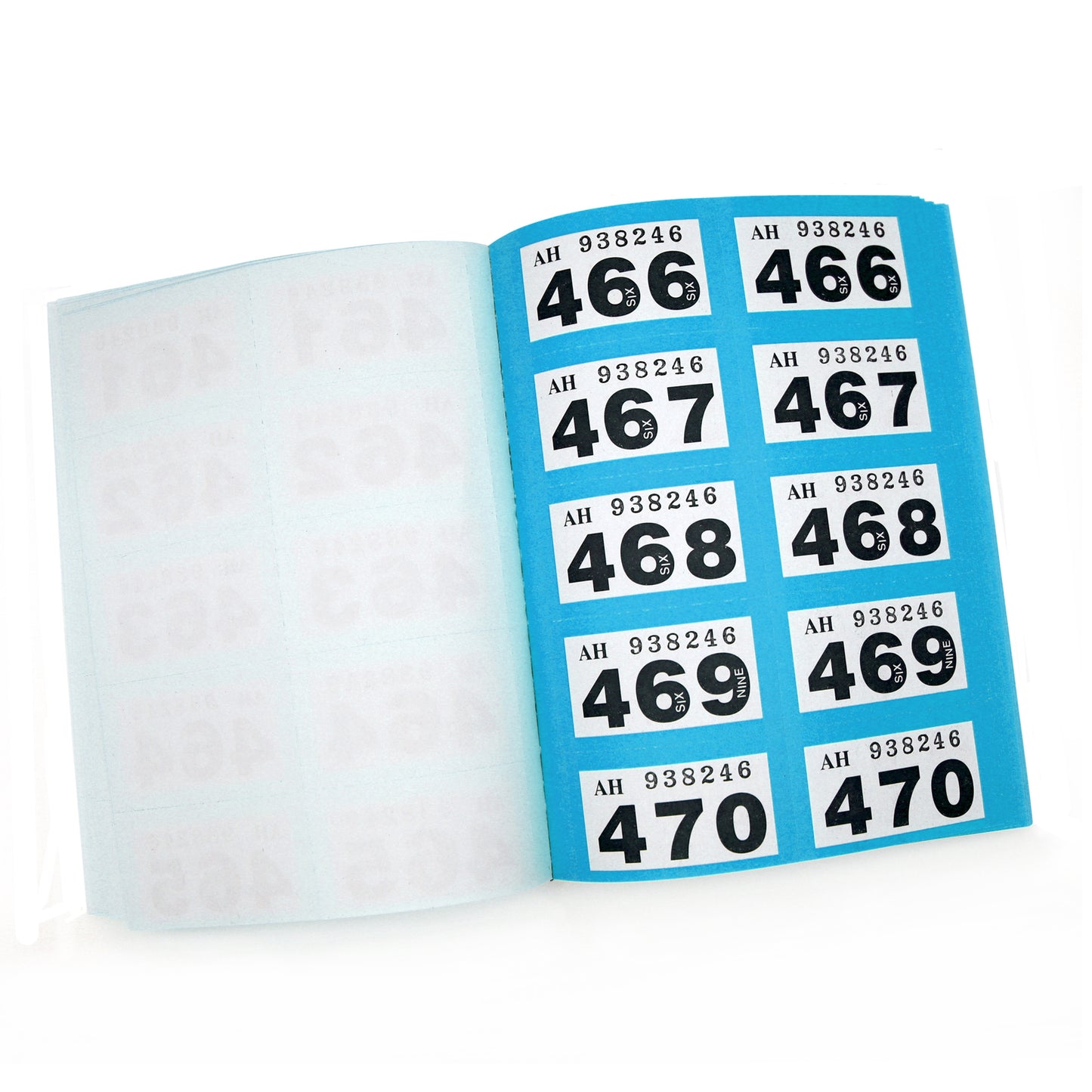 Raffle Ticket Book With Double Numbers Open Blue Tickets