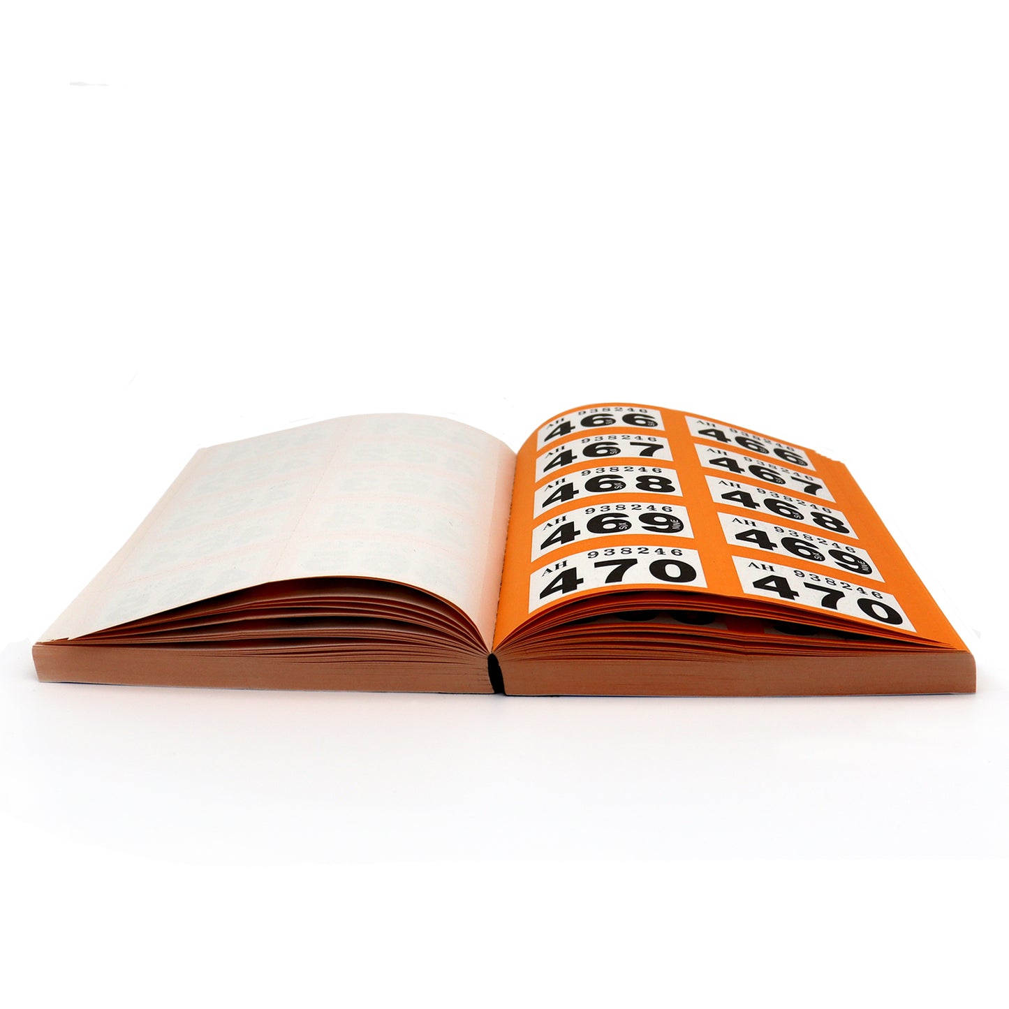 Orange Double Raffle Numbers Ticket Book Open View
