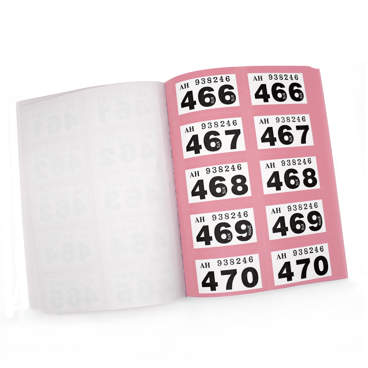 Pink Raffle Ticket Book Open View
