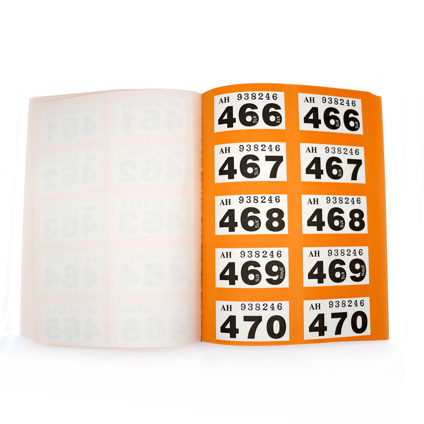 Orange Double Raffle Numbers Ticket Book