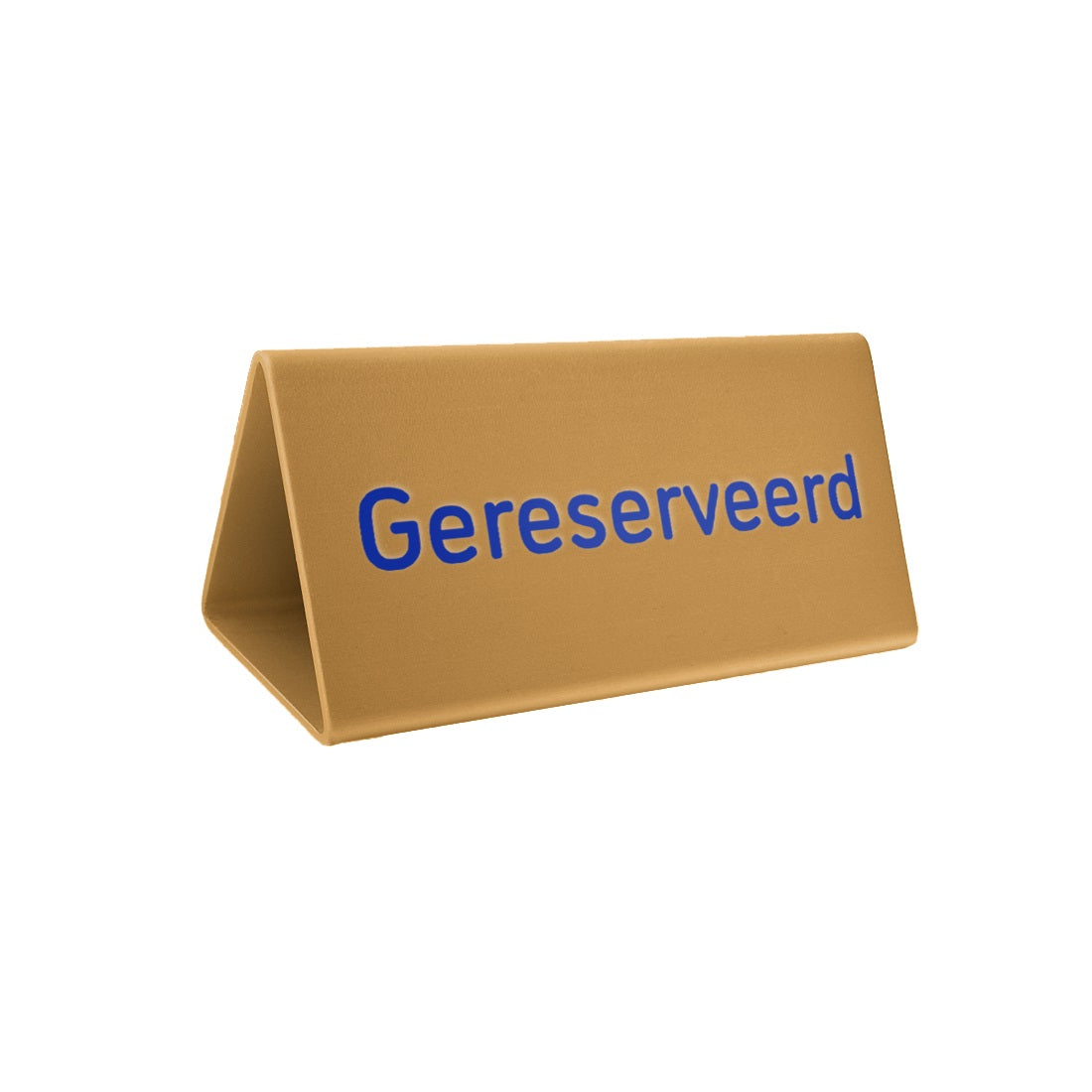 Gold Aluminium Reserved Table Sign Blue Writing