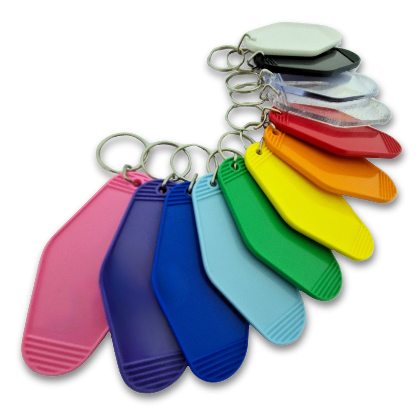 Rhombus Plastic Vintage Hotel Key Tags All Colour Options Are Show On the Image