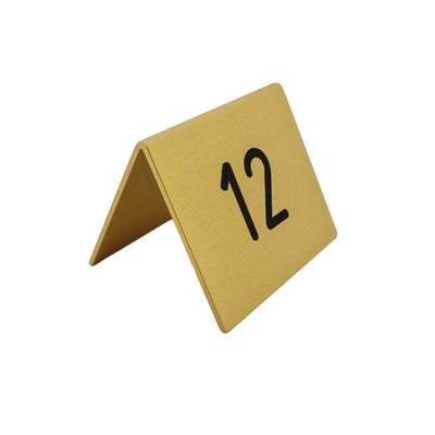 Gold Table Number Sign with Black Engraving Top View