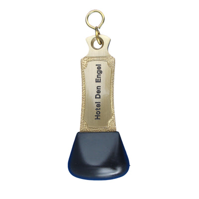 Vintage-Look Brass Hotel Key Tag With an Custom Engraving and Rubber Cap