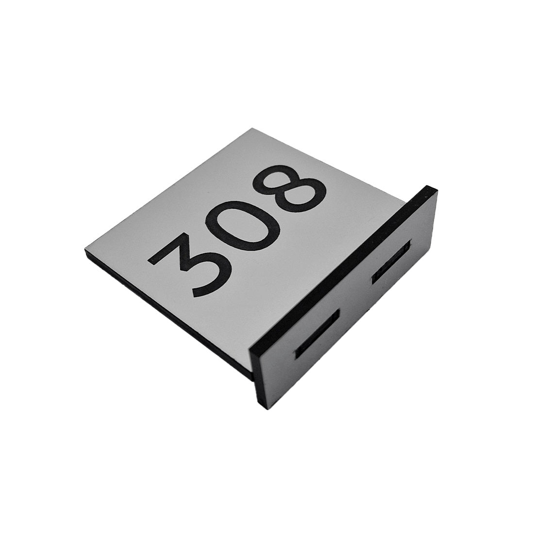 Silver Acrylic Table Number With Black Engraving