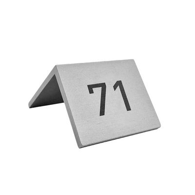 Silver Aluminium Table Numbers 50x40mm With Black Engraving Front View