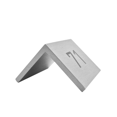 Silver Aluminium Table Numbers 50x40mm With Black Engraving Side View