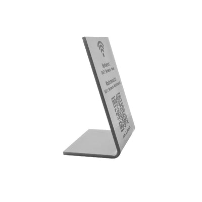 シルバー Wi-Fi QR コード テーブル サイン 70x100mm - プレキシガラス