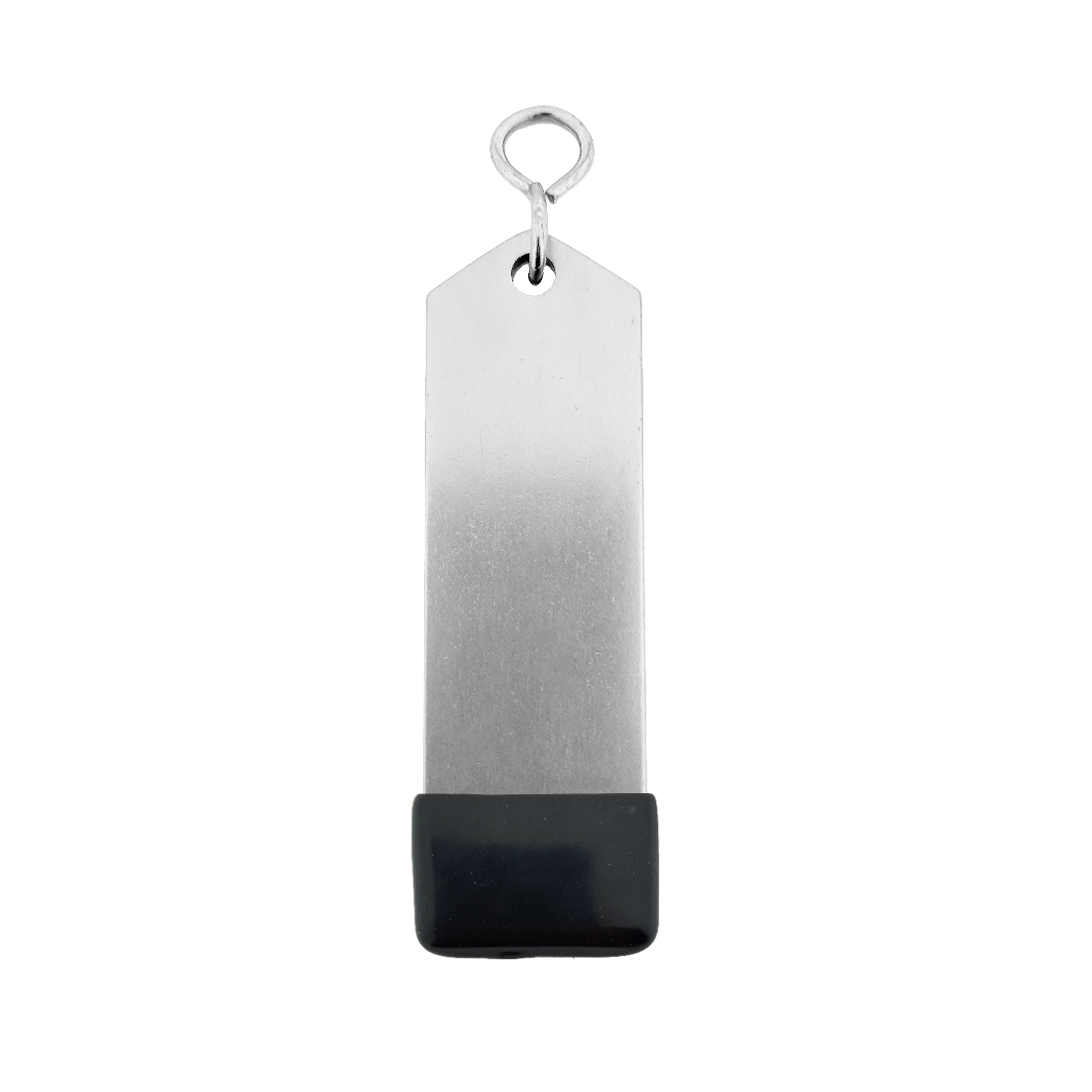 Silver Aluminium Rectangle Hotel Key Tag With Rubber Cap 100mm