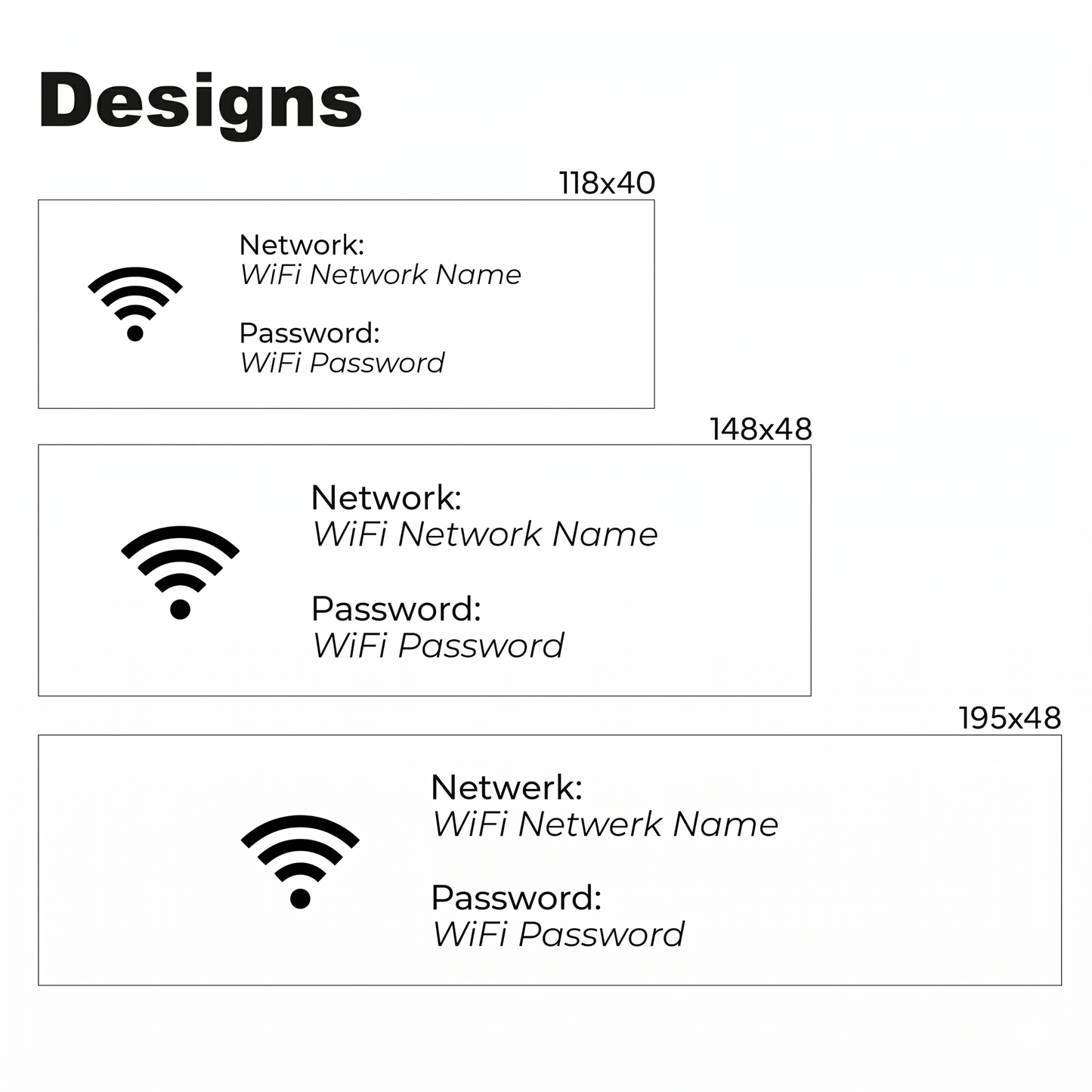 Size Options WiFi Network Login Tent Signs