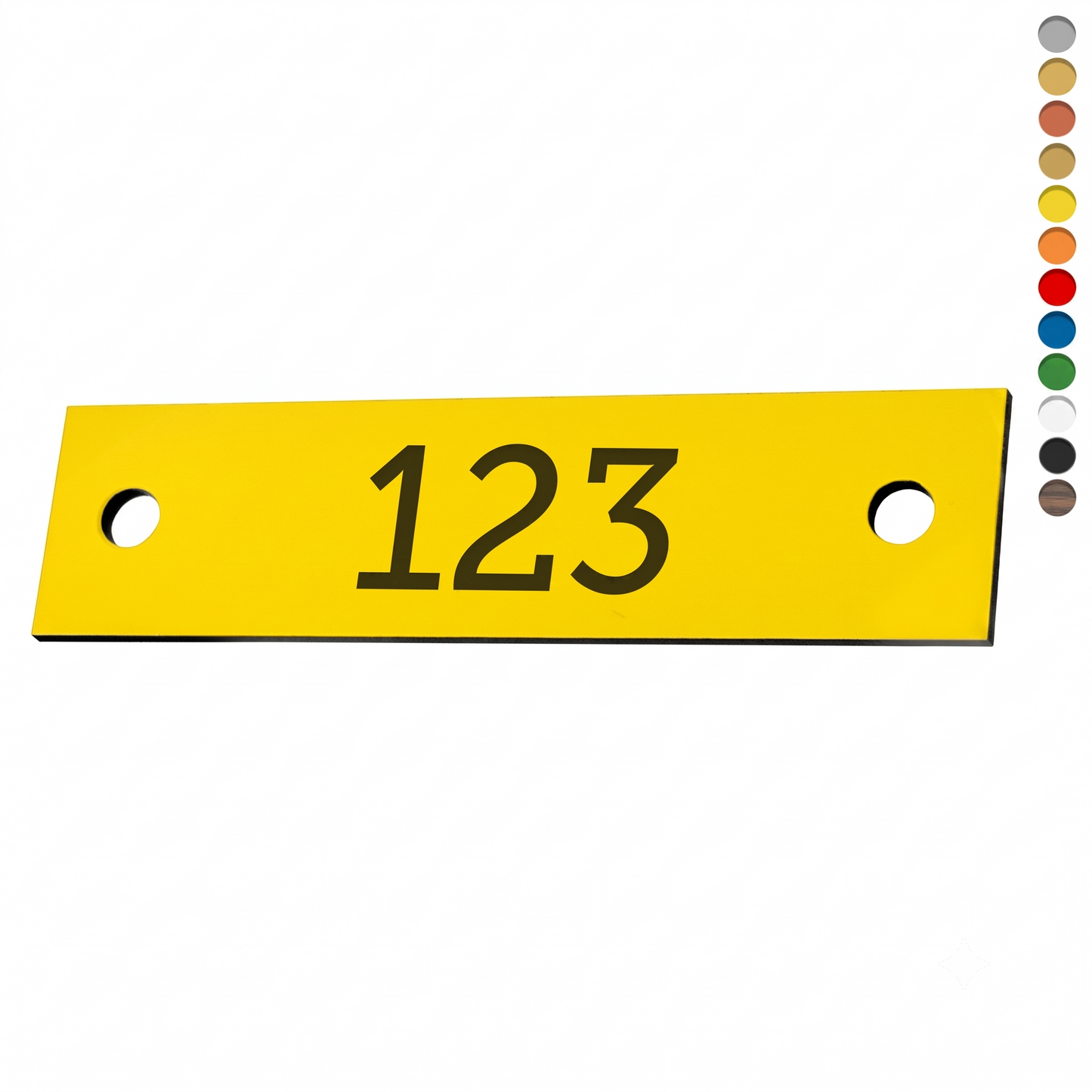 Slim Rectangle Acrylic Number Labels With Two Drill Holes Left Right