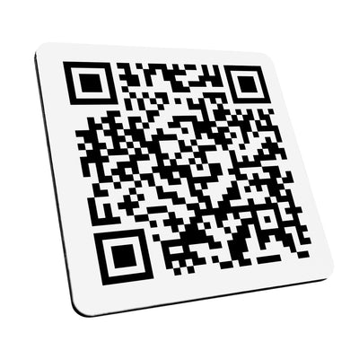 QR Sign With Adhesive Tape White Acrylic Signs Side View