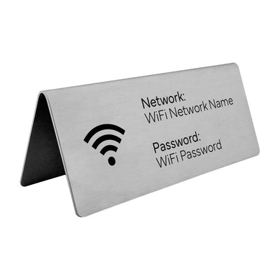 Wi-Fi Guest Sign-in Table Signs 120x50mm - Stainless Steel