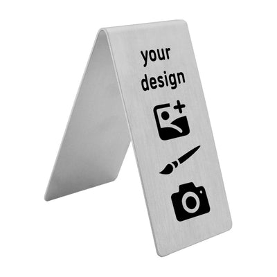 Tall Metal Table Sign With Personalised Engraving 50x100mm Silver Stainless Steel