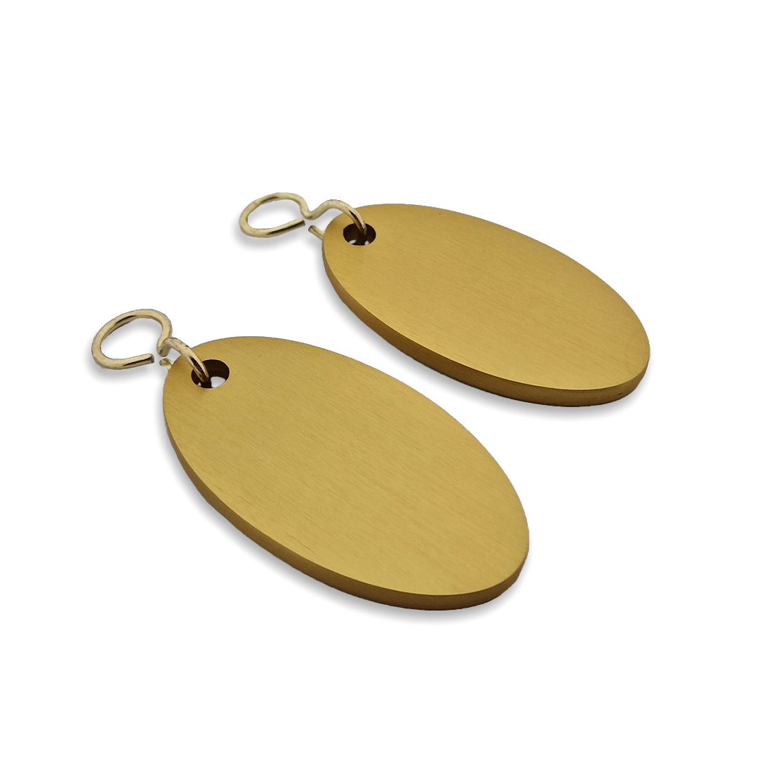 Gold Aluminium Keychain 5mm Thickness the Image show Two keychain laying down
