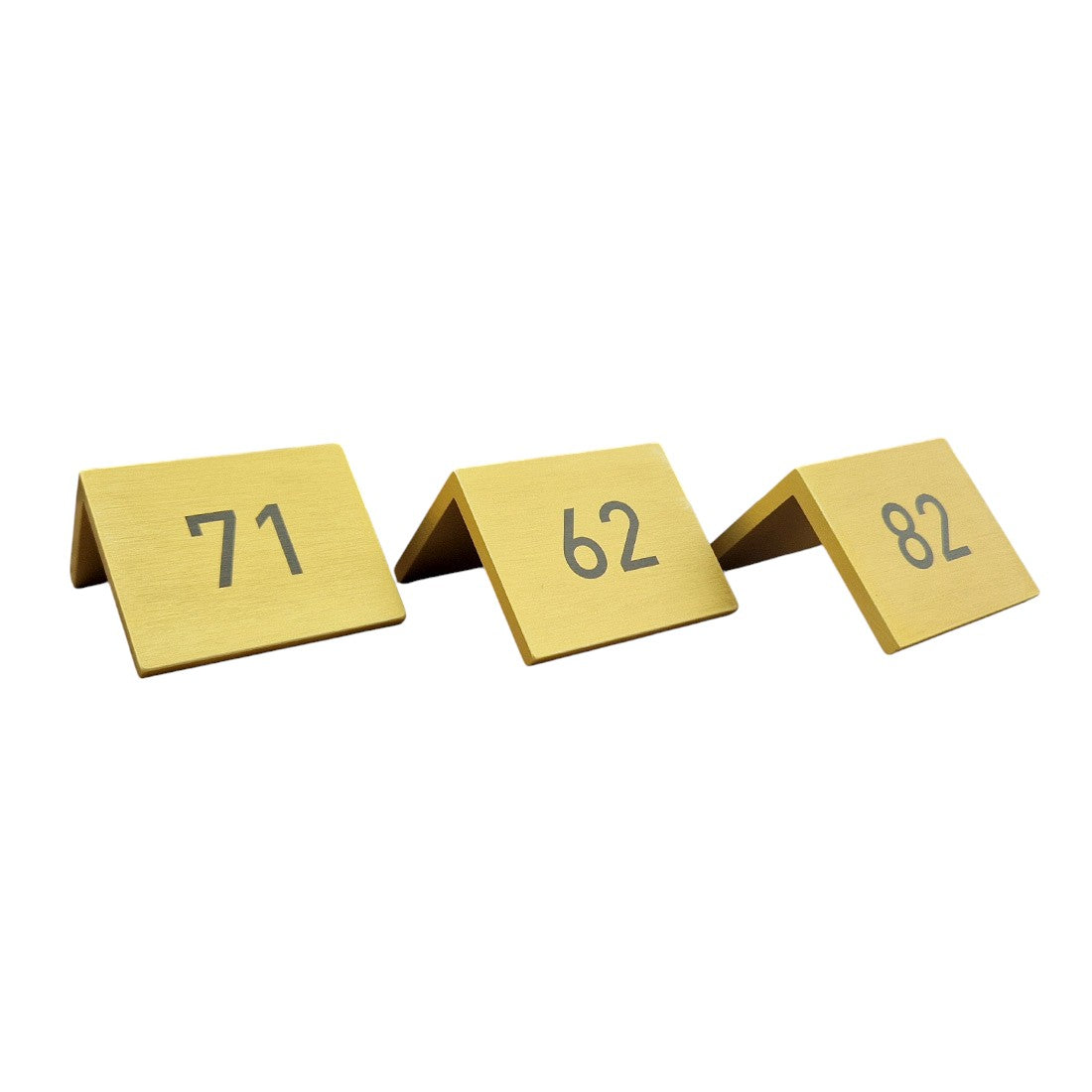 Three Gold Aluminium Table Number Signs 50x40mm