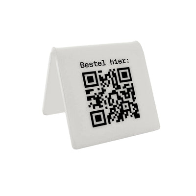 ホワイト A フレーム QR コード テーブル サイン - プレキシガラス
