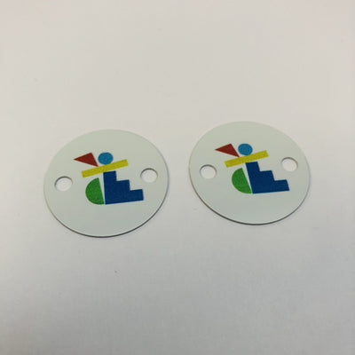 Round Ø30mm Aluminium Logo Plates Full Colour Engraved