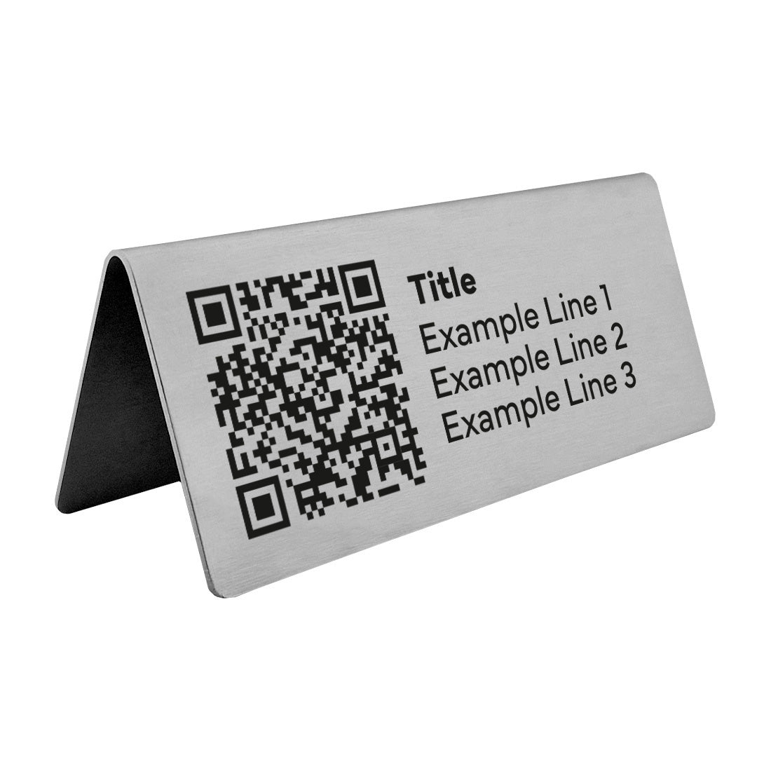 Custom QR code Sign With Three Lines Of Personalised Text Stainless Steel 120x50mm