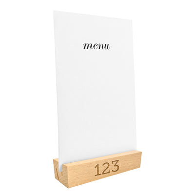 Numbered Slotted Menu Holder 100x30mm- Beech Wood