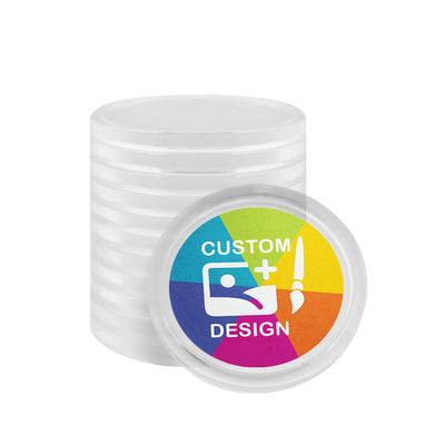 Custom Printed Transparent Round Plastic Tokens 25mm - MOQ 100