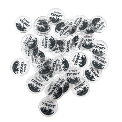Custom Printed Transparent Round Plastic Tokens 25mm - MOQ 100