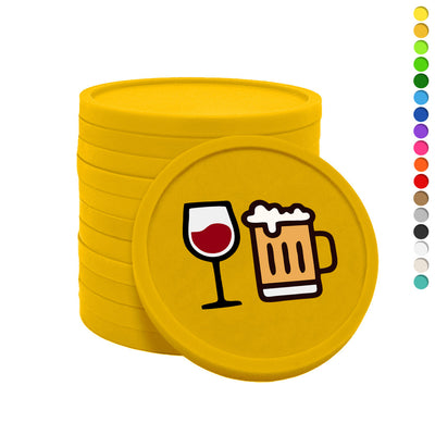Plastic Drink Tokens Printed Beer And Wine Glass 29mm