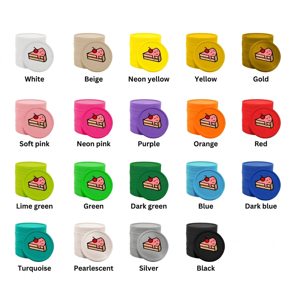 Plastic Food Tokens Printed Slice Of Cake 29mm