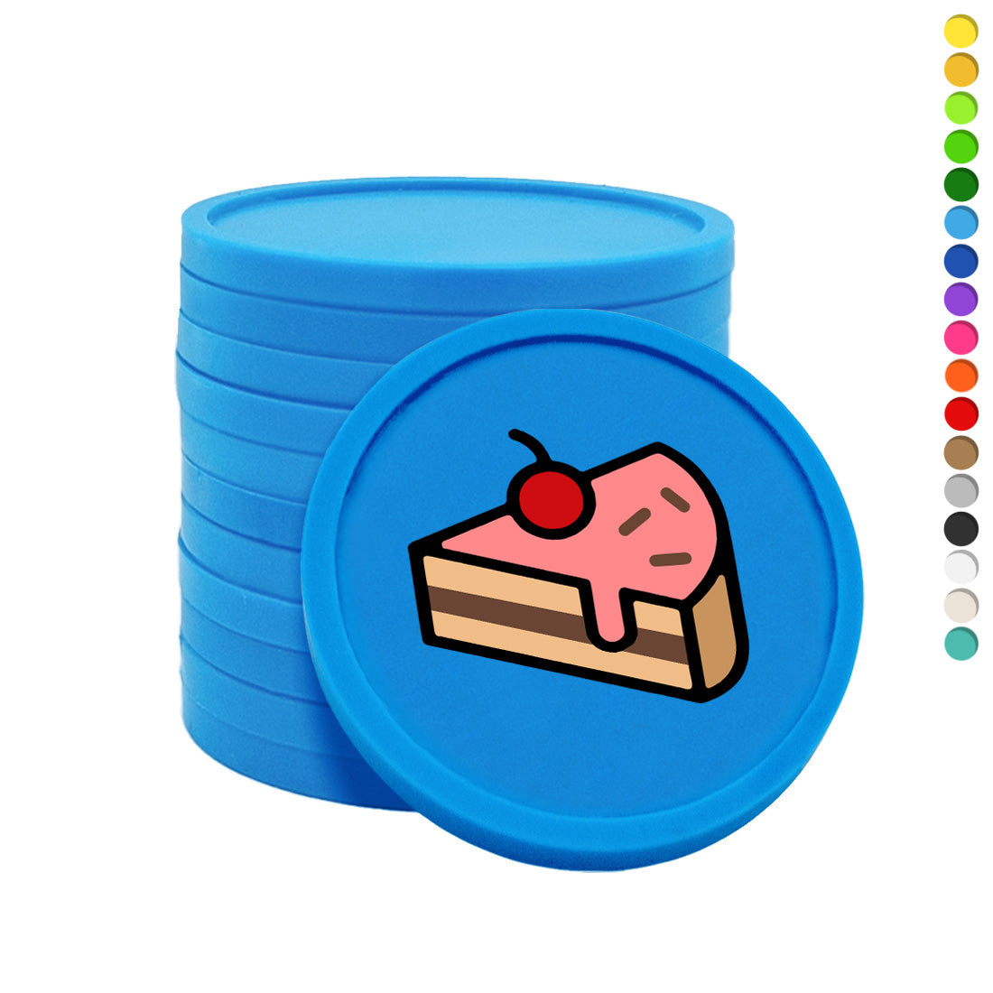 Plastic Food Tokens Printed Slice Of Cake 29mm