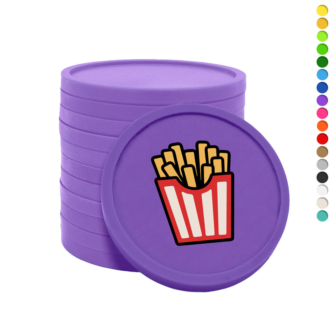 Plastic Food Tokens Printed Fries 29mm