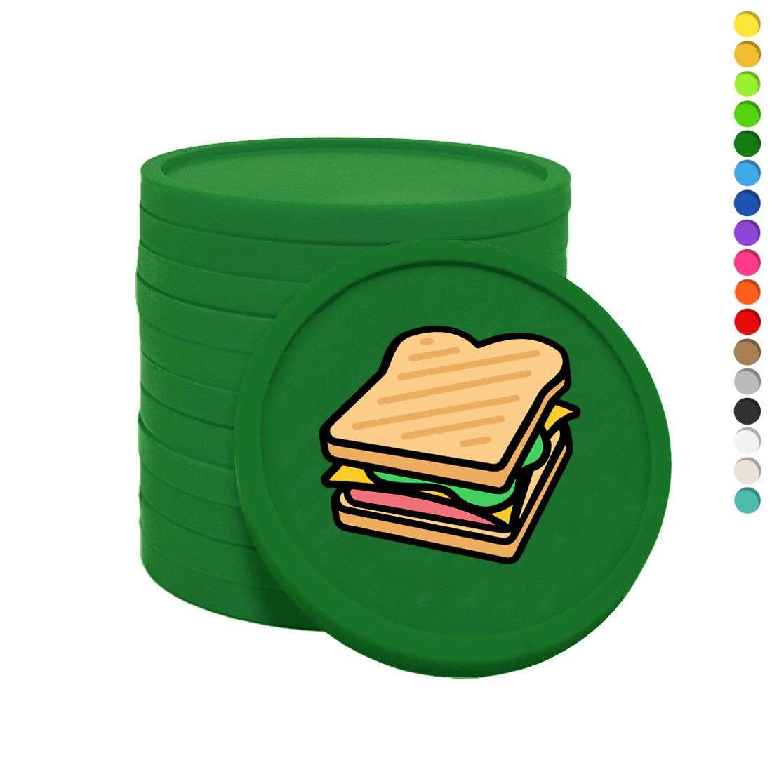 Plastic Food Tokens Printed Sandwich 29mm