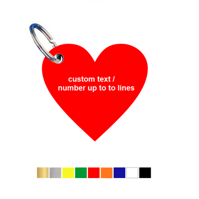 Heart Shaped Acrylic Key Tags with Up To Two Lines Text/Number Engraving