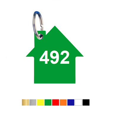 House Shaped Acrylic Key Tags with Number Engraving