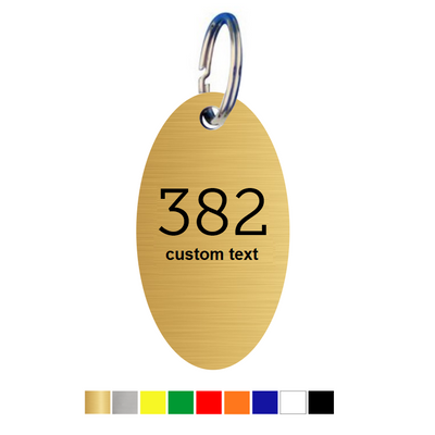 Oval Acrylic Key Tags with Text and Number Engraving Vertical