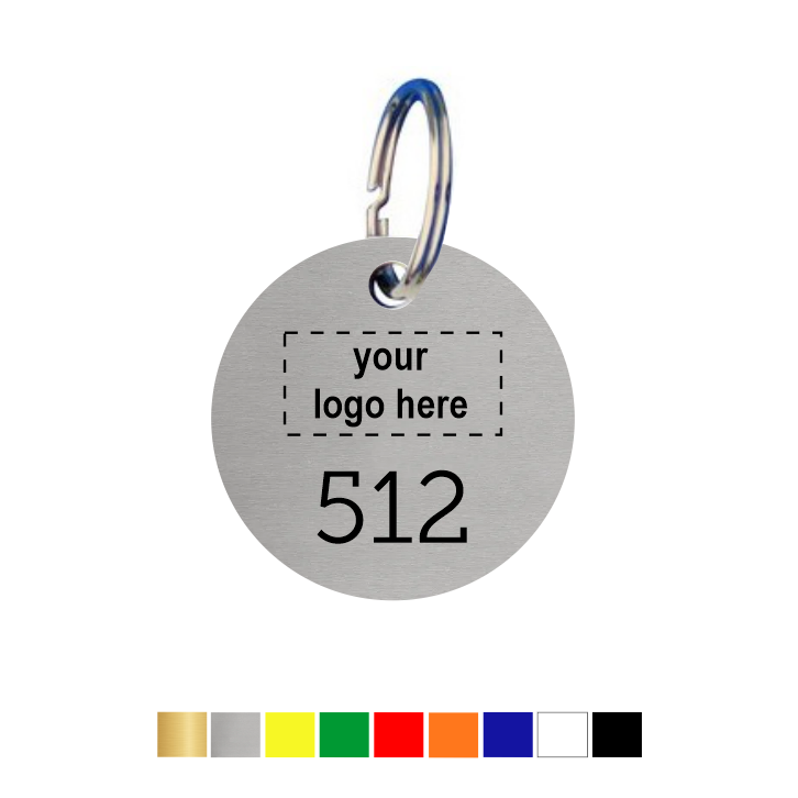 Round Acrylic Key Tags with Logo and Number Engraving